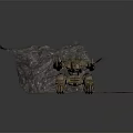 Futuristic Camouflage Tank With Mechanical Legs Firing Laser Beams In Mountain Terrain