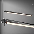 Modern Linear Metal Chandeliers With LED Light Strips Suspended In Minimalist Design