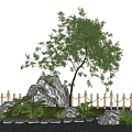 Shaped arbor willow landscape tree stone micro terrain Ting step 3d model