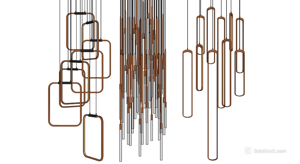 Modern Geometric Pendant Lights With Metallic Frames For Home Interior Decor 3d model