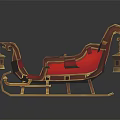 Decorative Playground Sleigh Equipment With Red Gold Frame Green Cushions And Lantern Decorations