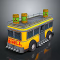 minibus minivan driverless bus school bus van box car 3d model