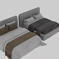 Modern Double Bed With Soft Upholstered Headboard And Neutral Bedding Sets 3d model