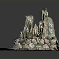 Ancient Stonehenge Model With Standing Stones And Surrounding Rock Walls