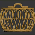 Yellow Handwoven Wicker Basket With Open Weave Design For Home Storage