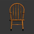 Elegant Orange Wooden Rocking Chair With Classic Design And Curved Armrests