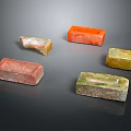 Various Colored Textured Bricks With Different Shapes And Weathered Surfaces