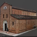 Red Brick European style Architecture Dome With Arched Windows And Sloped Roof