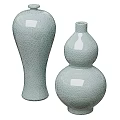 Celadon Ceramic Vessels with Crackle Glaze in Various Decorative Shapes for Home Decor