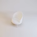 White Rounded Backrest Circular Seat Leisure Chair with Slim Legs in Light Background