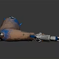 Futuristic Character Mechanical Prosthetic Arm With Brown Blue Design And Metallic Components