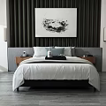Modern background double bedside background soft accessories 3d model