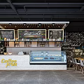 Bubble Tea Shop Interior With Brick Wall Counter Display Case And Chalkboard Menu