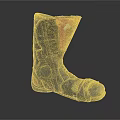 Worn High Top Black Leather Boots With Red Accents And Visible Dirt Marks