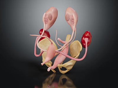 3D Anatomical Model of Human Urinary Organs Including Kidneys Bladder Ureters and Pelvis 3d model