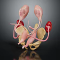 3D Anatomical Model of Human Urinary Organs Including Kidneys Bladder Ureters and Pelvis