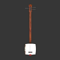 Handcrafted Chinese Traditional String Instrument With Wooden Neck White Body And Red Decoration