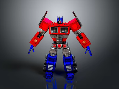 Optimus Prime Robot Character 3D Model Featuring Red Blue Gray Mechanical Structure And Iconic Design 3d model