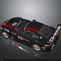 Black Racing Car With Red Stripes Emirates Logo Number 60 Aerodynamic Rear Spoiler