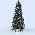 Festive Christmas Tree With White Spherical Ornaments Silver Ribbons And Gift Boxes Underneath