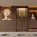 New Chinese Style Solid Wood Buddha Niche Cabinet With Warm Ambient Lighting For Home Worship