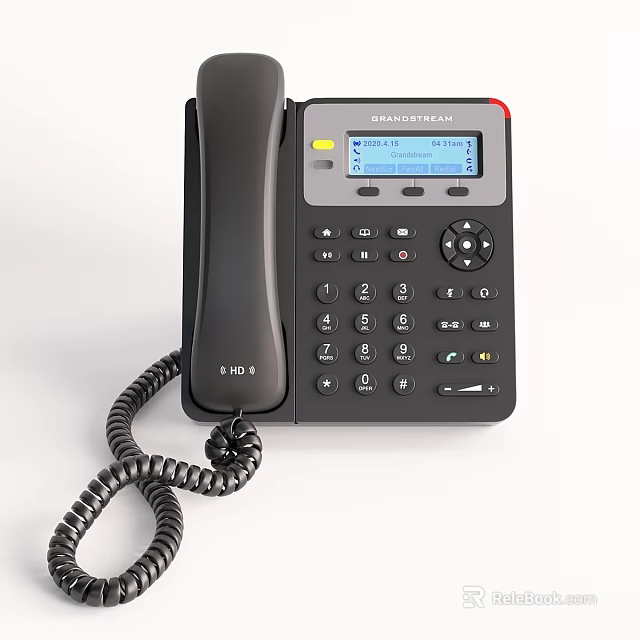 Polycom Corded Telephone With Digital Screen And Function Buttons For Office Use 3d model 