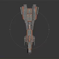 Gray and Orange Cosmic Spaceship with Modular Design and Mechanical Components for Interstellar Exploration 3d model