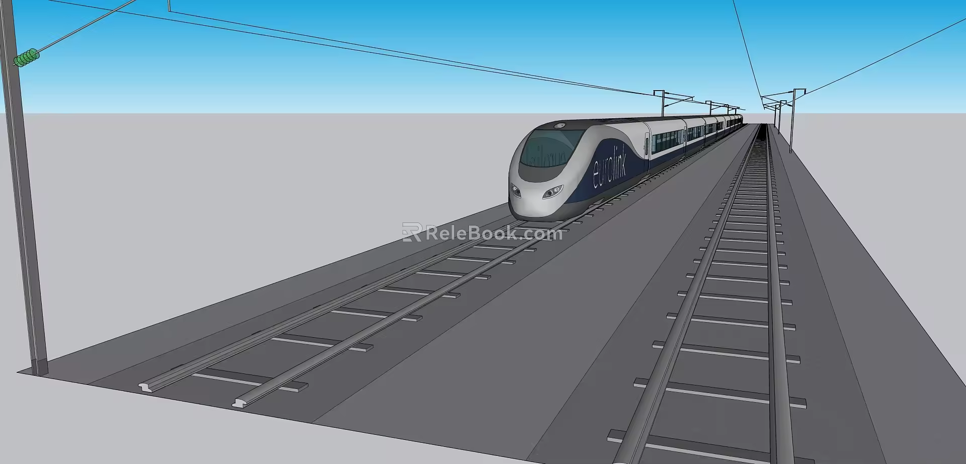High-speed rail means of transport 3d model