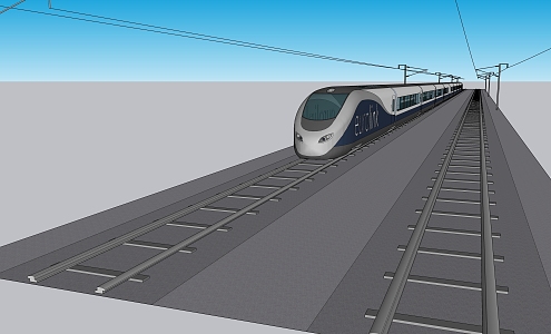 High-speed rail means of transport 3d model