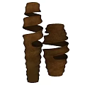 Artistic Pair of Spiral Bronze Sculptures With Curved Design And Metal Craftsmanship