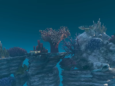 Vibrant Aquatic Animals Thriving in Colorful Coral Reef Rock Marine Habitat 3d model