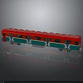 Red And Green Toy Train Model With Carriage Windows And Wheels Design