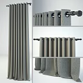 Gray Modern Curtain Fabric With Curtain Rod And Rings For Home Interior