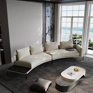 Living room sofa coffee table carpet decoration 3d model