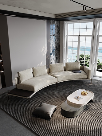 Living room sofa coffee table carpet decoration 3d model