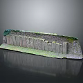 Ancient Stone Ruins Model With Pillars And Moss Covered Texture On Reflective Surface 3d model