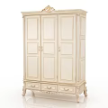 Classic White Wardrobe With Carved Details Ornate Top And Bottom Drawers