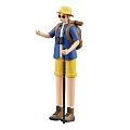 Man in Blue Shirt and Yellow Shorts Wearing Sunglasses with Backpack Hiking Pole and Map