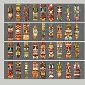 Colorful Tiki Wall Hangings In Different Styles And Shapes