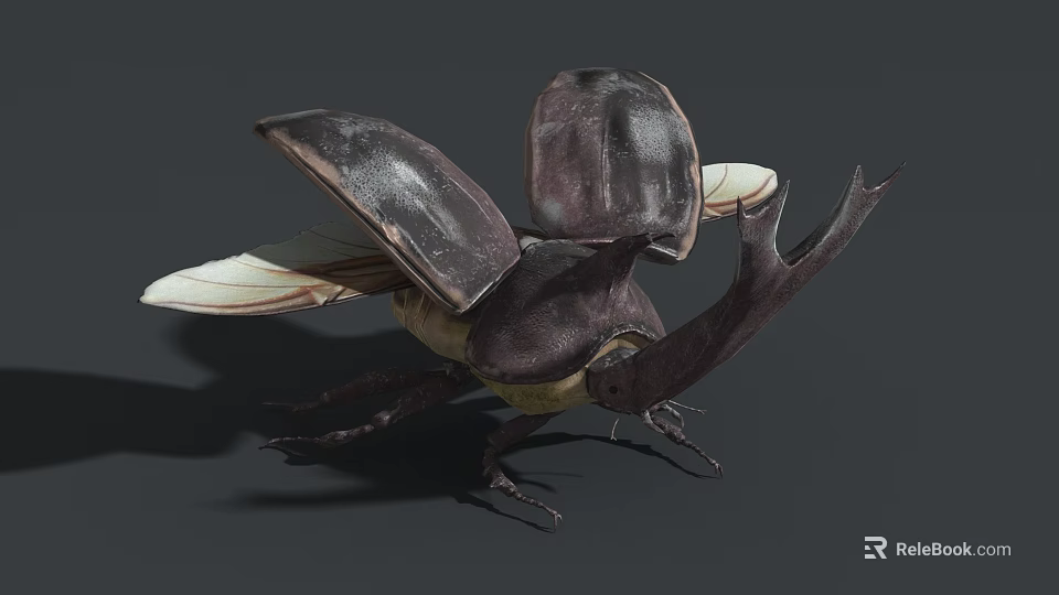 3D Rendered Reptile With Horned Head And Large Expanded Wings Structure 3d model 