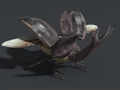 3D Rendered Reptile With Horned Head And Large Expanded Wings Structure 3d model