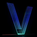 Illuminated 3D Letter V Design With Blue Green Light And Layered Modern Style