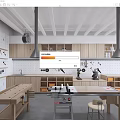 School Craft Workshop Interior With Workbenches Tool Wall And Storage Shelves 3d model