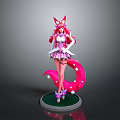 Game Movie Character With Pink Hair Fox Ears Pink Dress White Gloves And Starry Tail