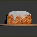Homemade Bread on Wooden Tray Featuring Unsliced Loaf and Sliced Pieces with Orange White Coating