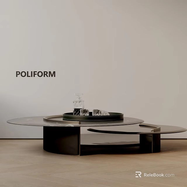 POLIFORM Modern Sofa Coffee Table Combination With Round Sleek Living Room Design 3d model