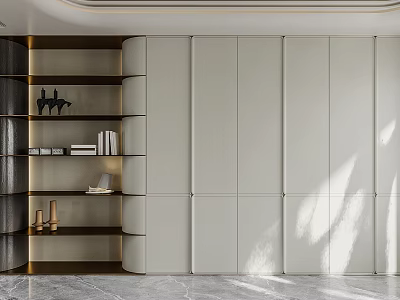 Modern Decorative Cabinet With Open Shelves And Closed Compartments Holding Books And Decor Items 3d model