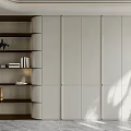 Modern Decorative Cabinet With Open Shelves And Closed Compartments Holding Books And Decor Items