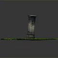 Vintage Stone Pillar Outdoor Scene With Green Grass And Square Base