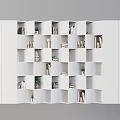 Modern White Bookcase With Geometric Shelves Books Decorative Items And Small Plants
